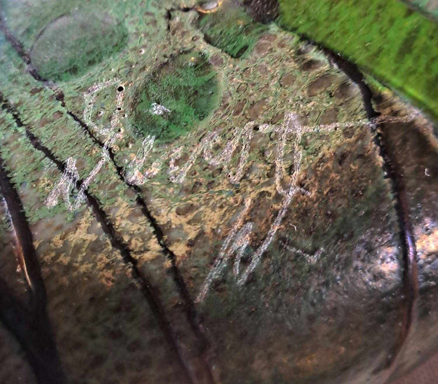 Signed glass paste vase