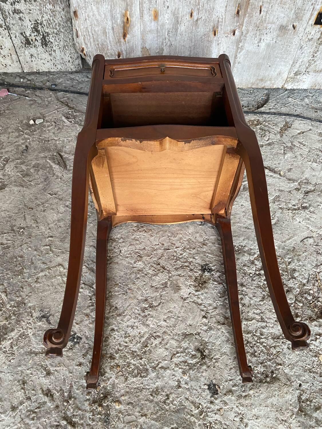 Antique Nightstand Louis XV Style Wood 3 Drawers + Vintage Case #