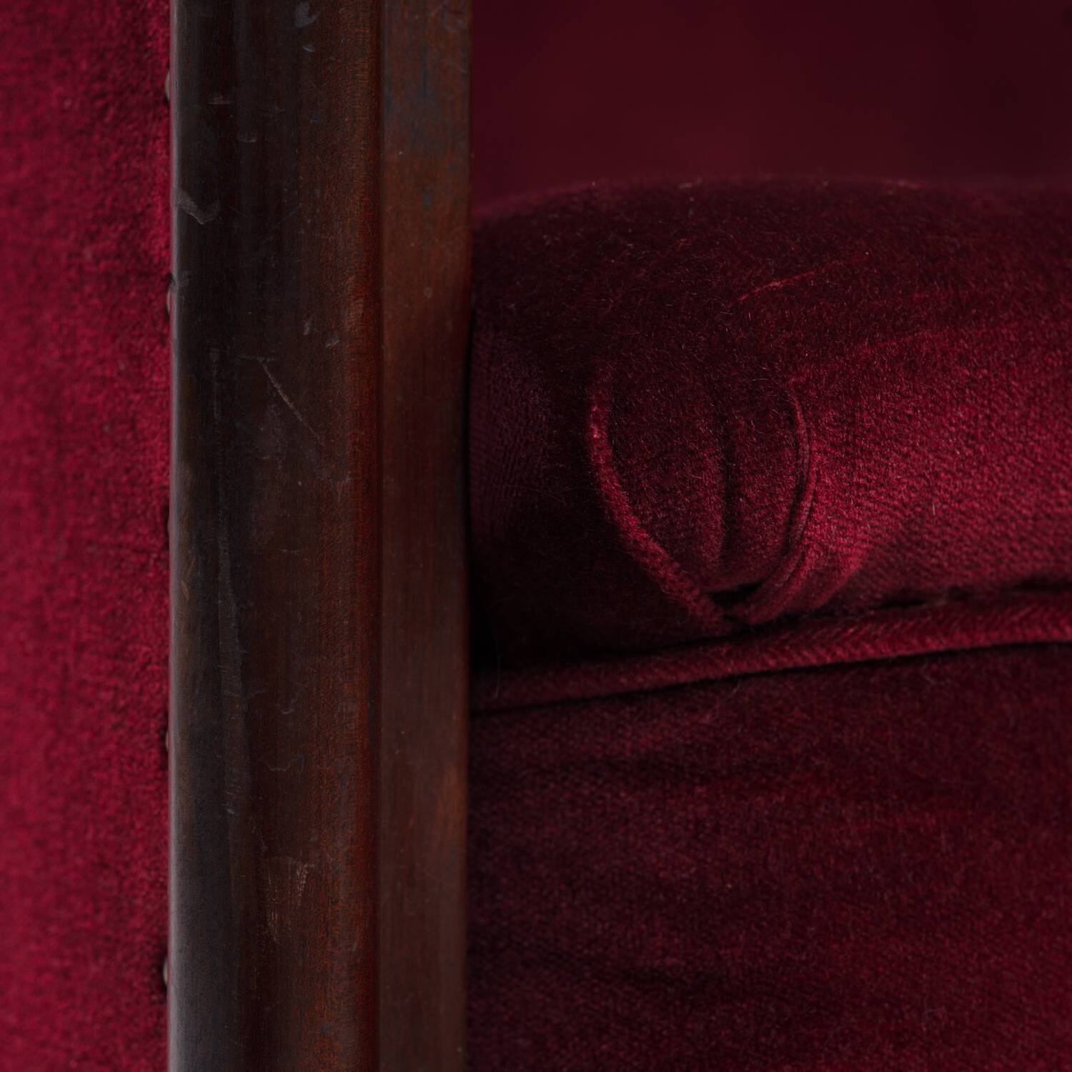 2 red velvet Amsterdam School Art Deco chairs, The Netherlands, 1930s