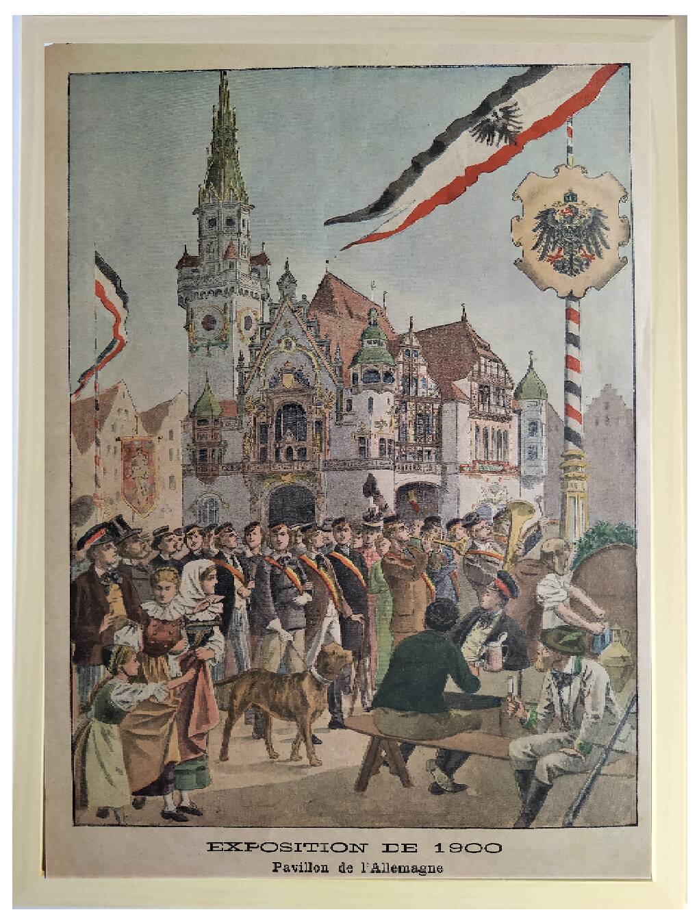 3 zoological engravings & flag of Germany