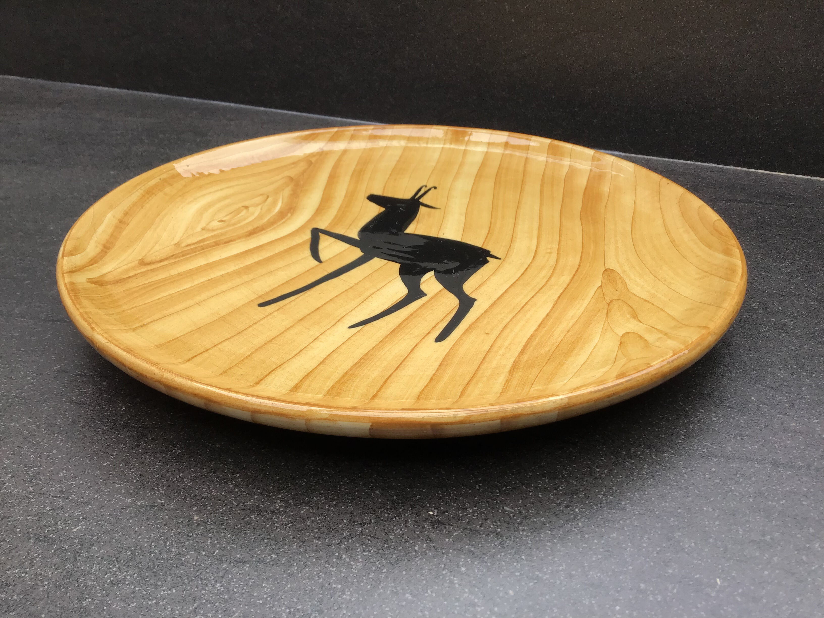 Ceramic plate imitation wood - Grandjean Jourdan - Vallauris