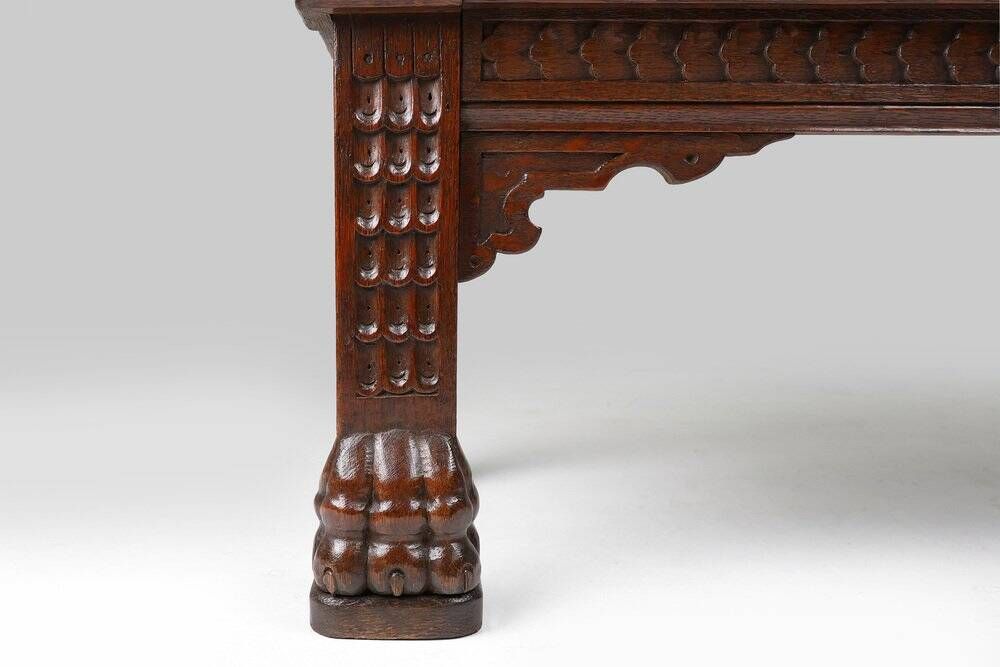 18th Century Gothic French Oak Carved High Back Panel Settle