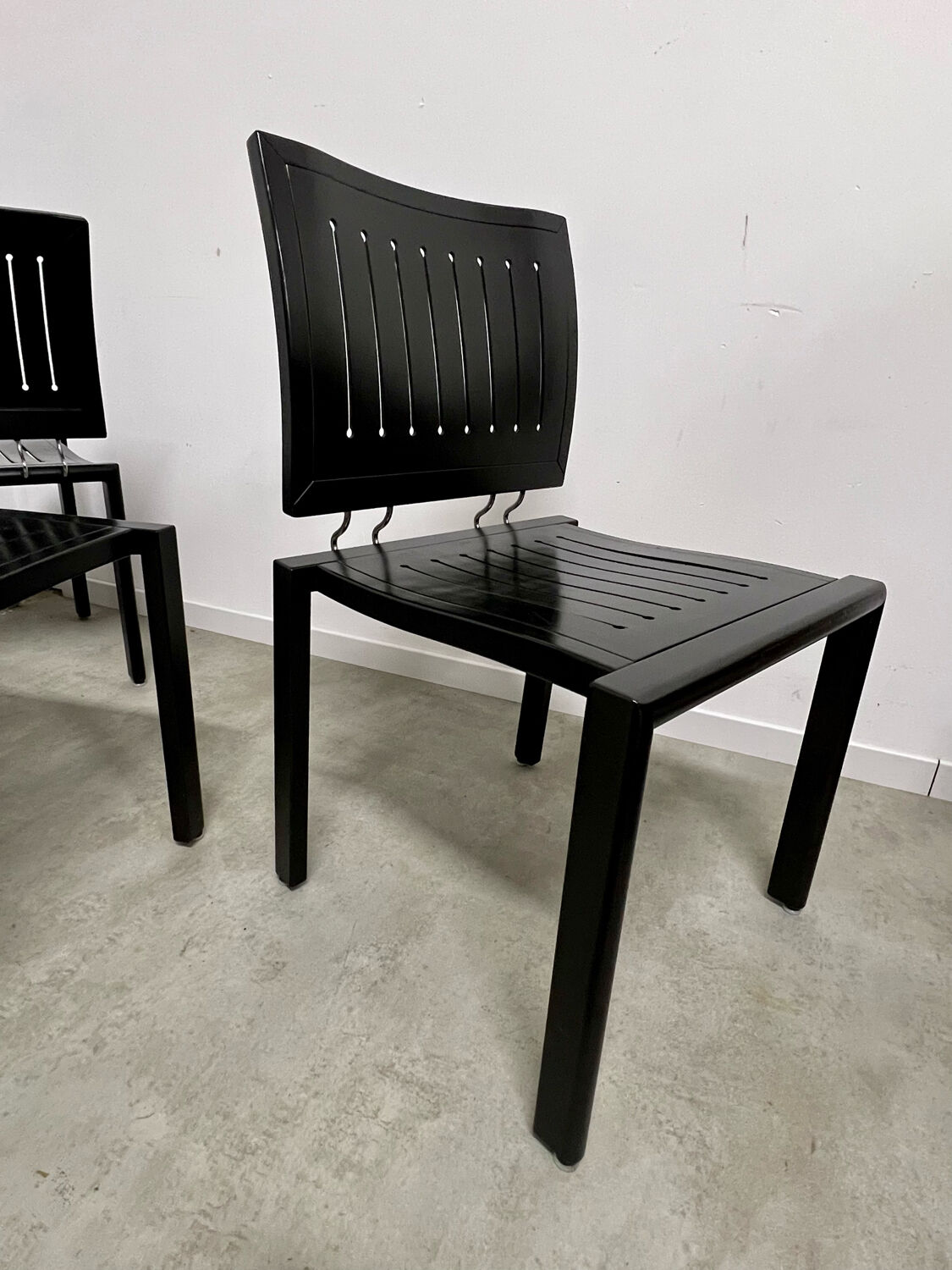 Lot 4 old vintage design chairs Dieticker Bruno Rey black wood year 70