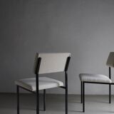 White boucle black metal chairs | Kembo | Netherlands | 1960s