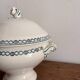 Antique Soup Tureen Vegetable Dish Faience Longwy Henri II Style Geometric Frieze