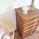 Rattan and canning chest of drawers