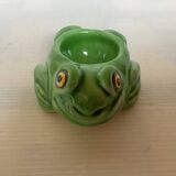 Green ceramic frog egg cup