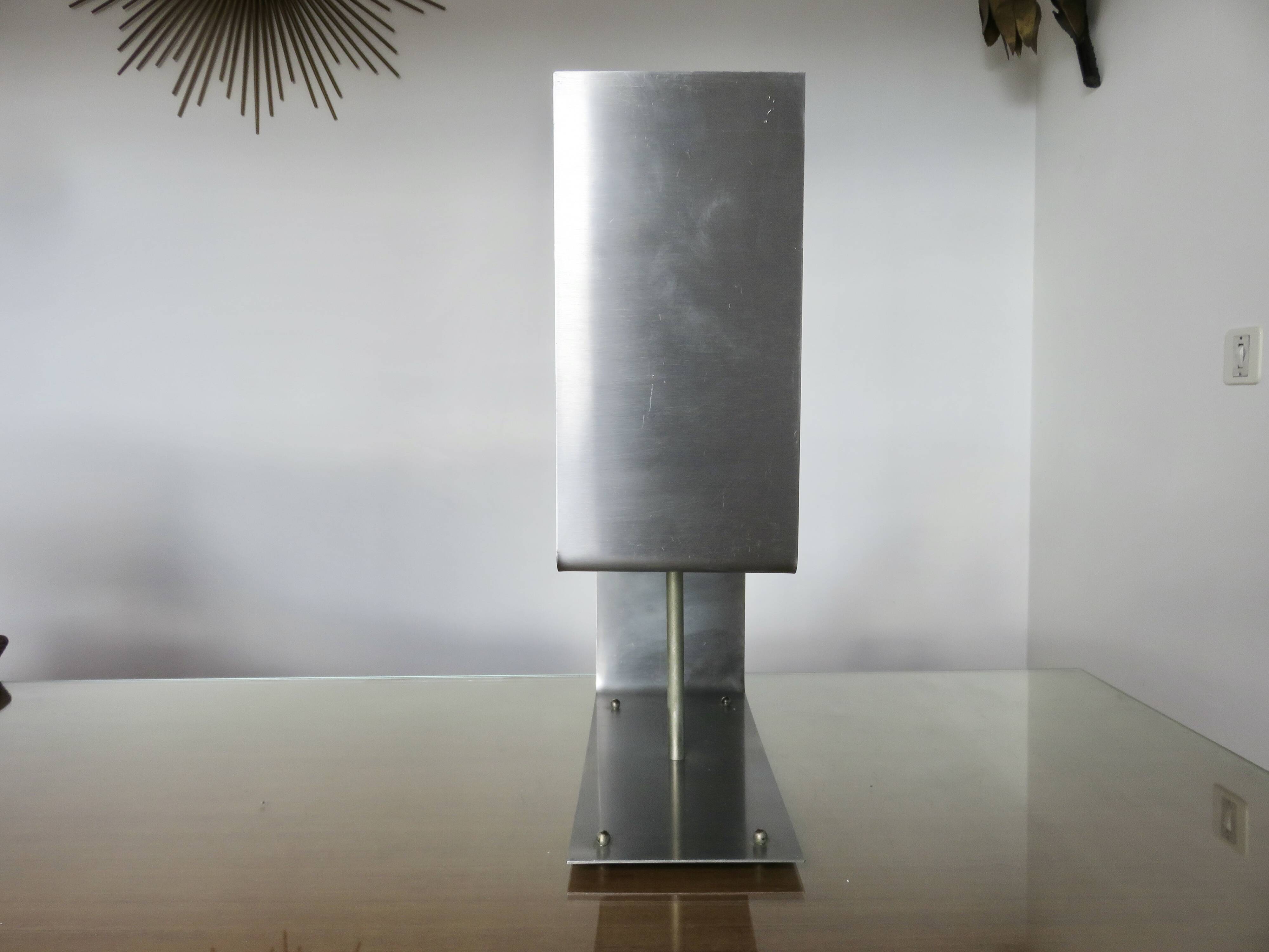 "UGINOX" lamp in steel and white opaline ball from the 70s
