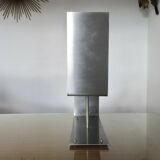 "UGINOX" lamp in steel and white opaline ball from the 70s