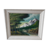 Oil painting on canvas landscape vintage mountains