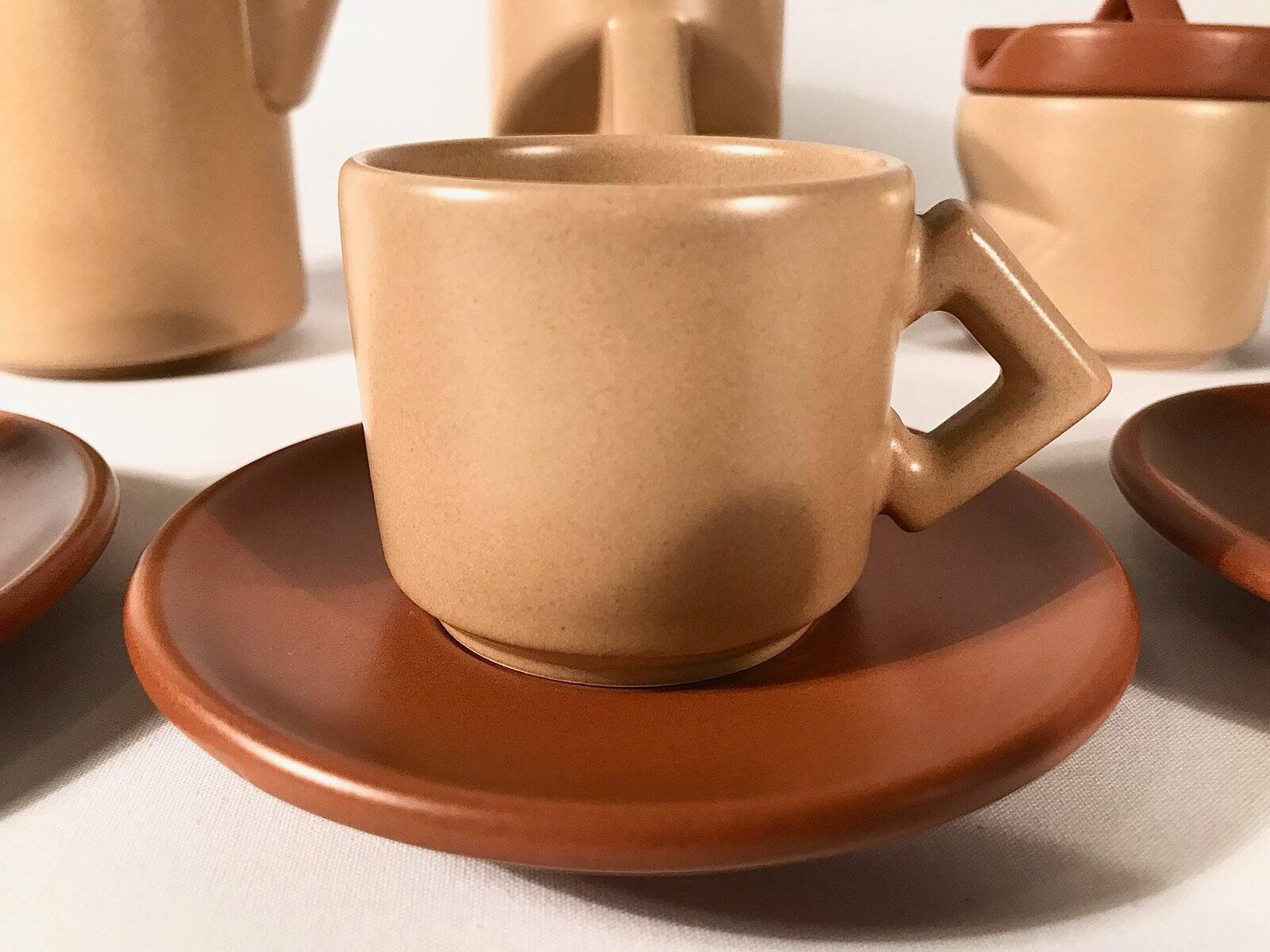 Italian ceramic coffee service set by Lusso Ceramic, 1976, Set of 13