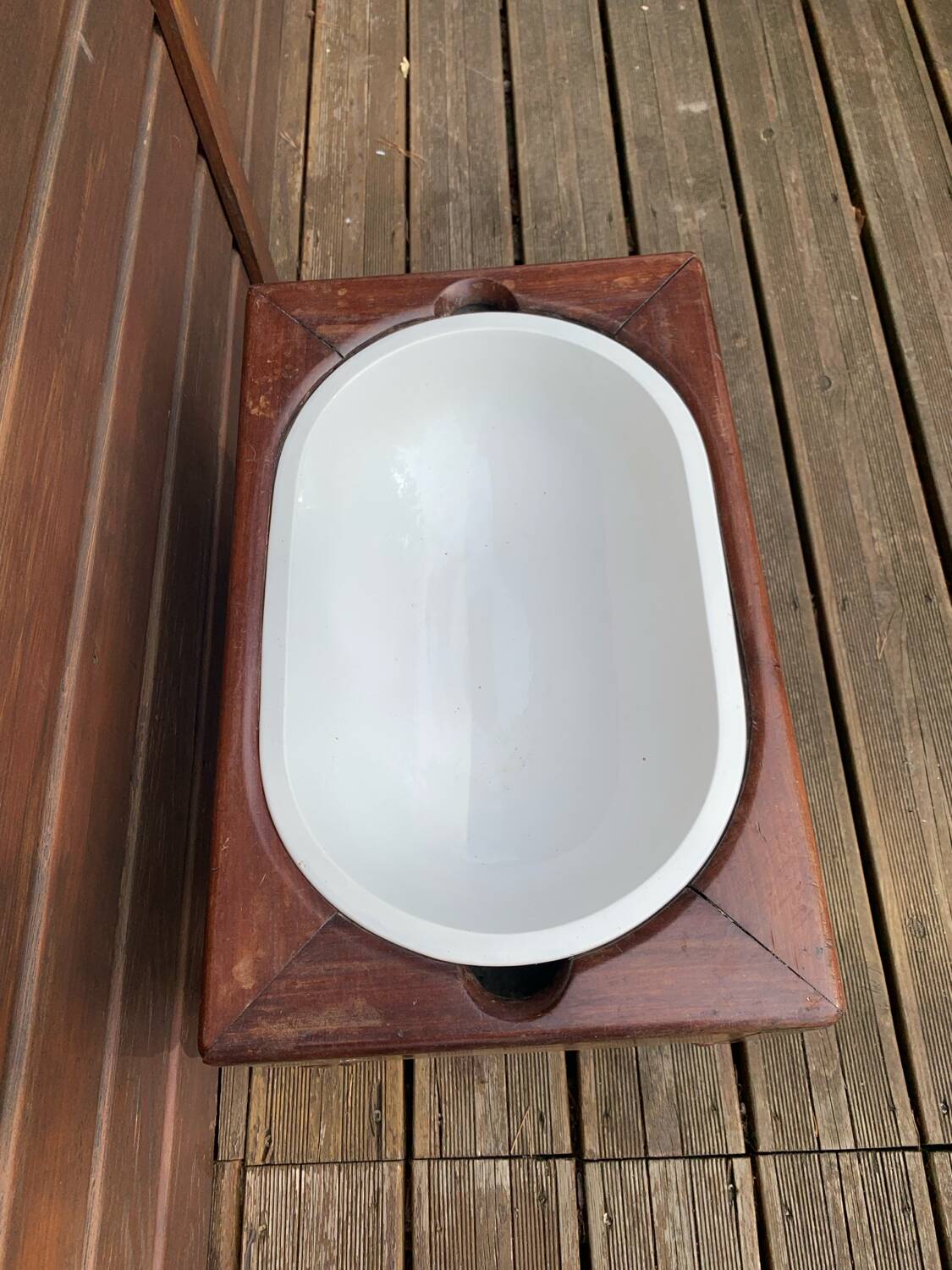 Antique bidet circa 1900, wood and porcelain