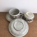 Set of 2 vintage 70s stoneware enameled tea/coffee cups
