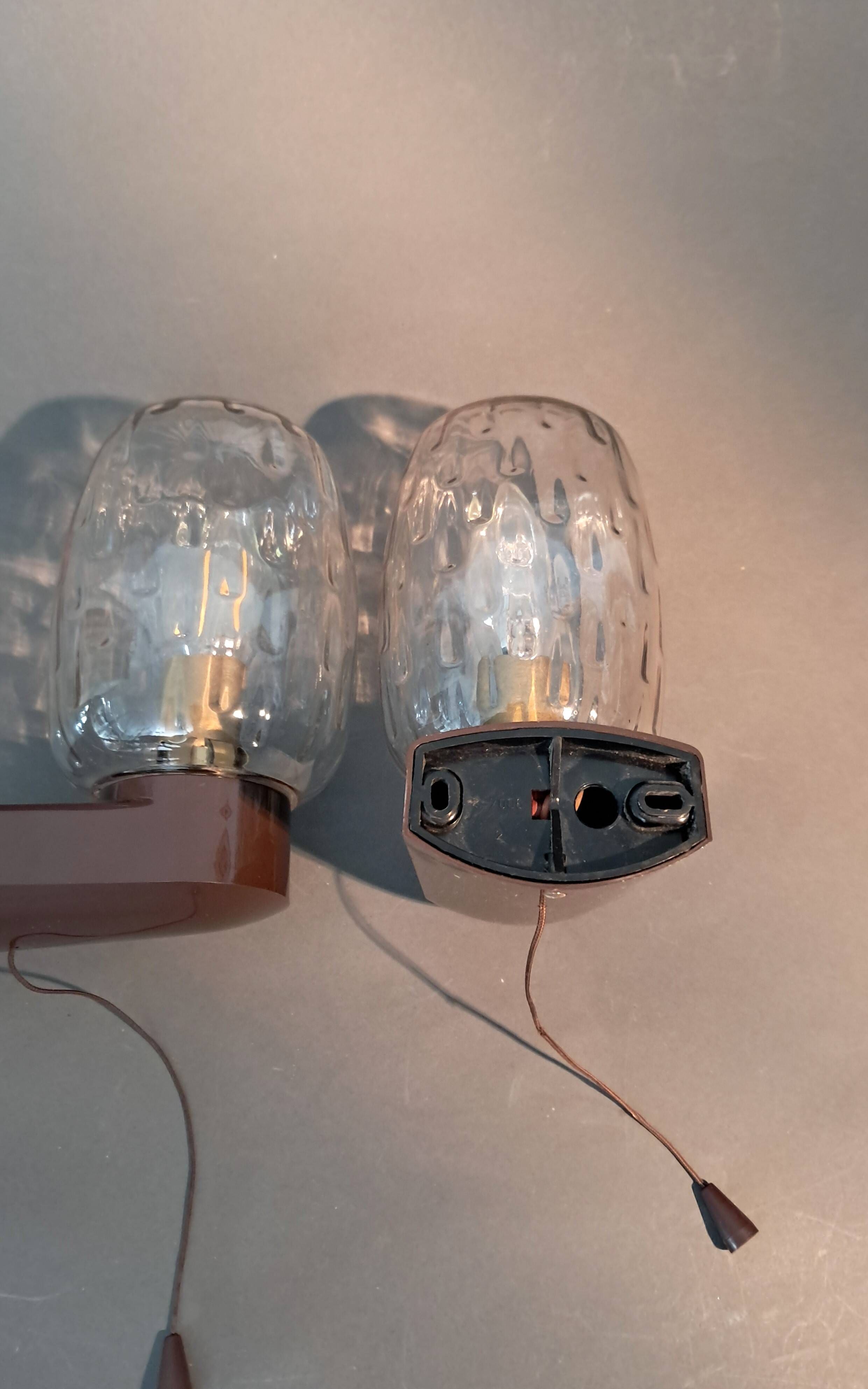 Pair of bedside sconces with RZB leuchten cords 1960 made in Germany