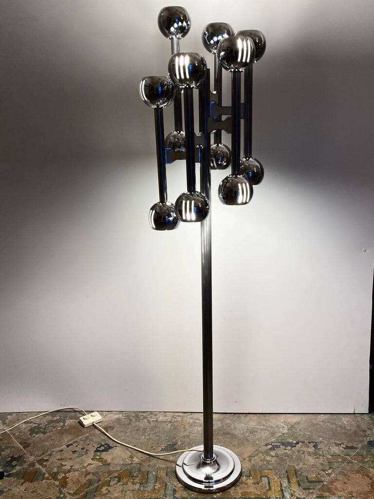 Lampadaire Space Age chromé, Italie 1970