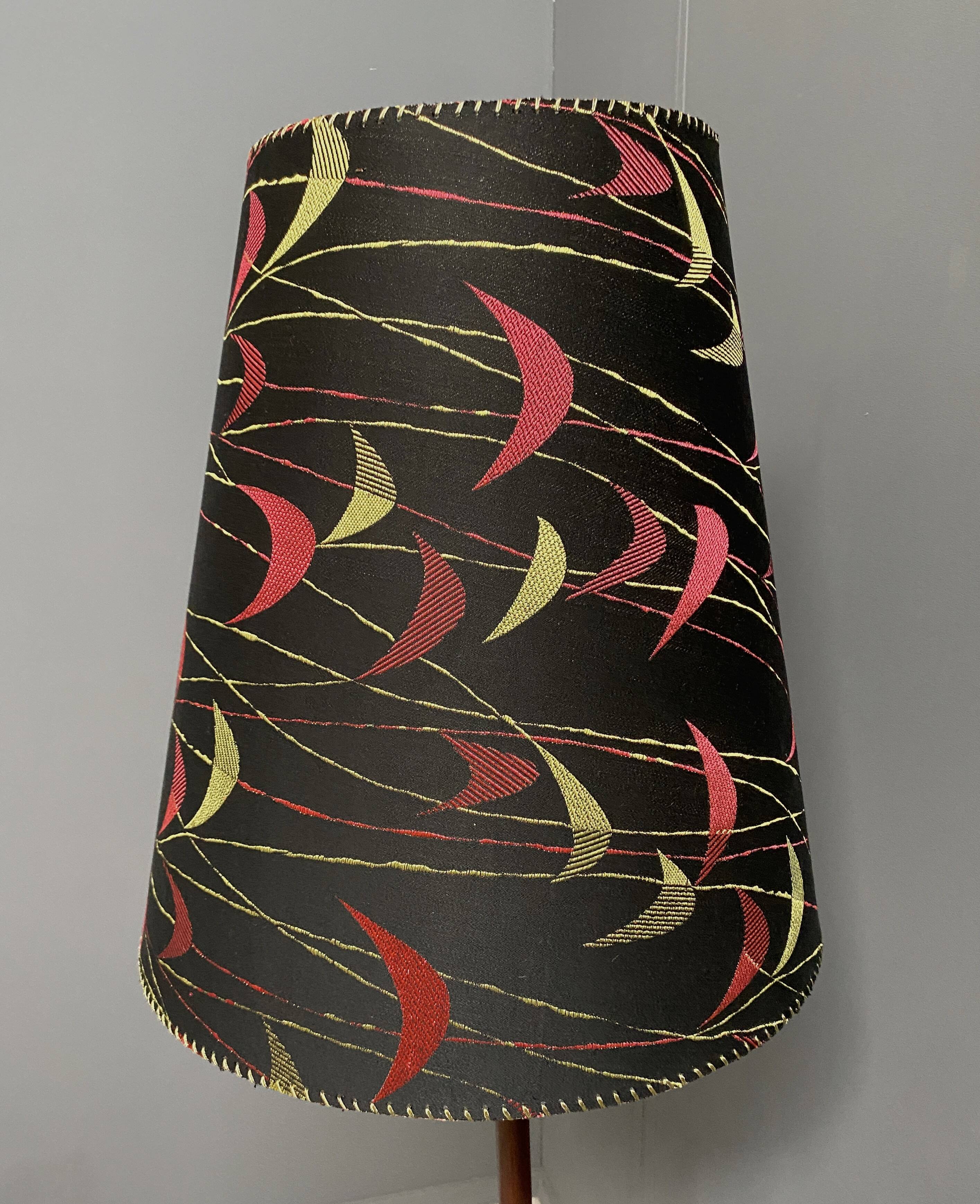 Danish Teak floor lamp with Black and Red , Yellow shade 1960s