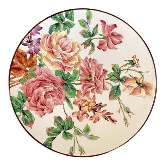Plat décoratif en faïence décoration florale Longchamp Terre De Fer
