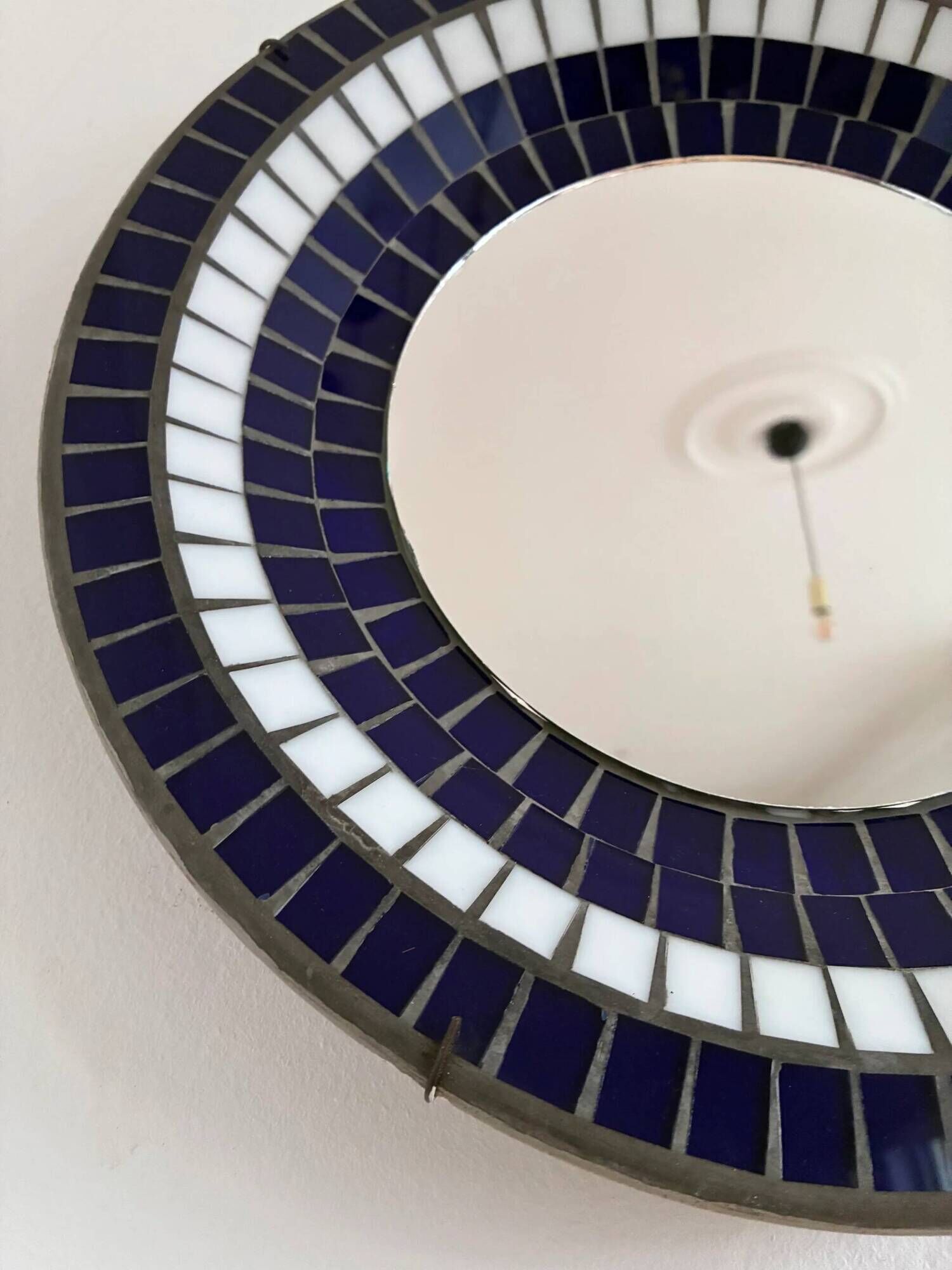 Vintage Danish round mosaic wall mirror, marked B. J. H. Moller, 1970s