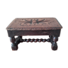 Beautiful footrest or small solid oak bench carved floral motifs louis XIII style.