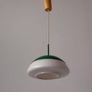 Suspended lamp in green metal and opal glass, 1960s, Germany