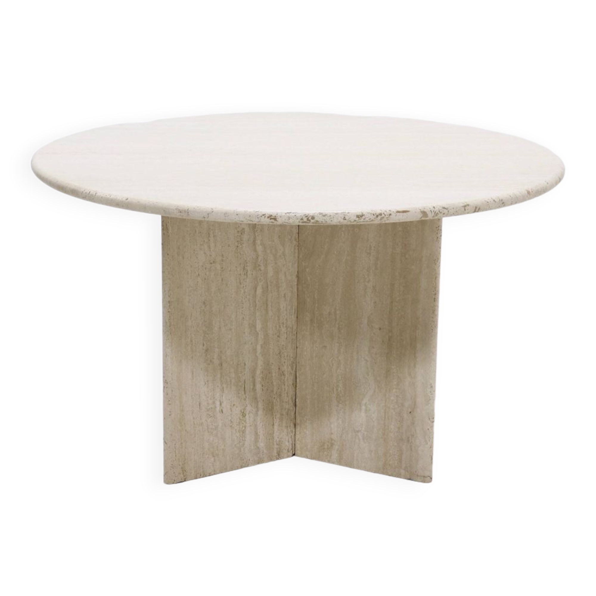 Large Italian Modern Round Travertine Dining Table 1970s