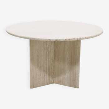 Grande table à manger ronde moderne italienne en travertin 1970