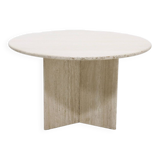 Large Italian Modern Round Travertine Dining Table 1970s