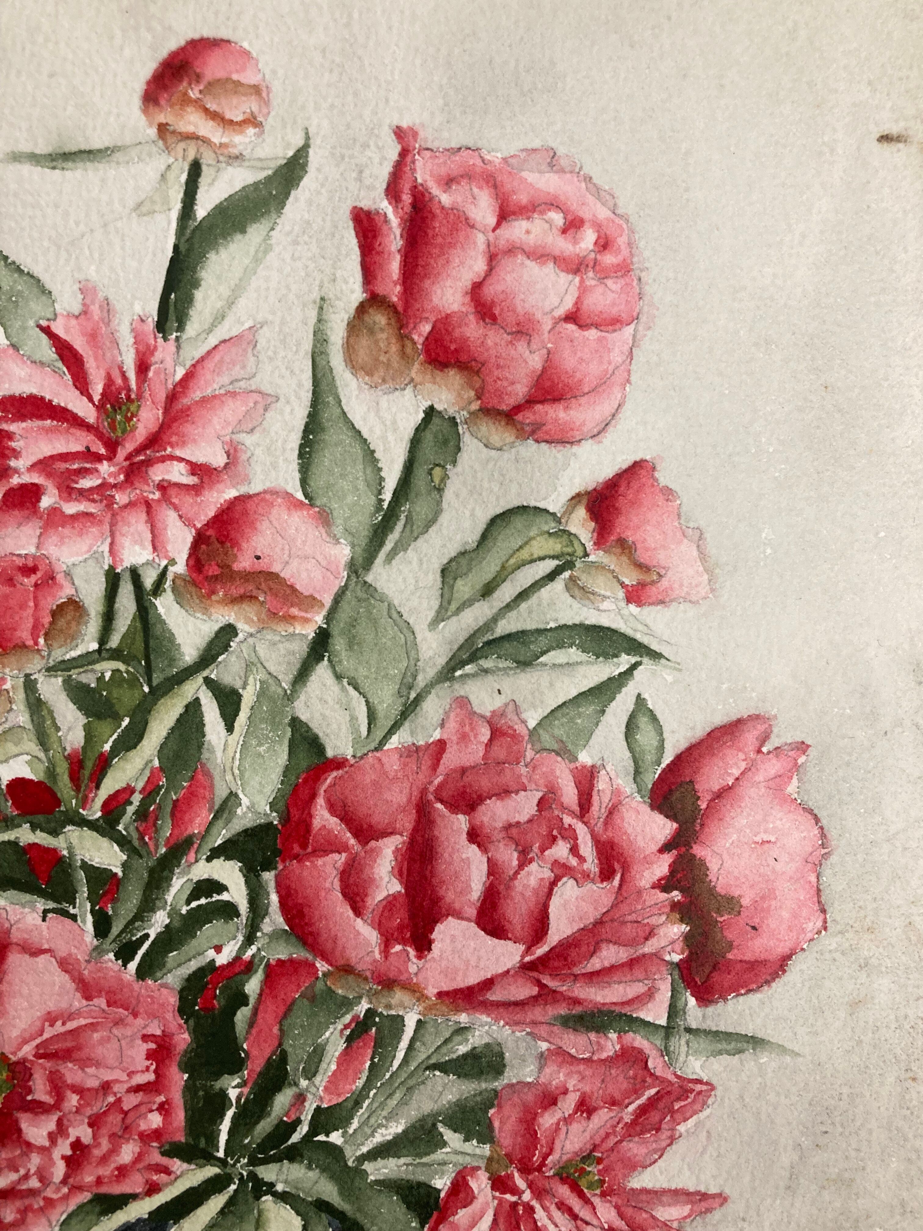 Aquarelle pivoines vintage