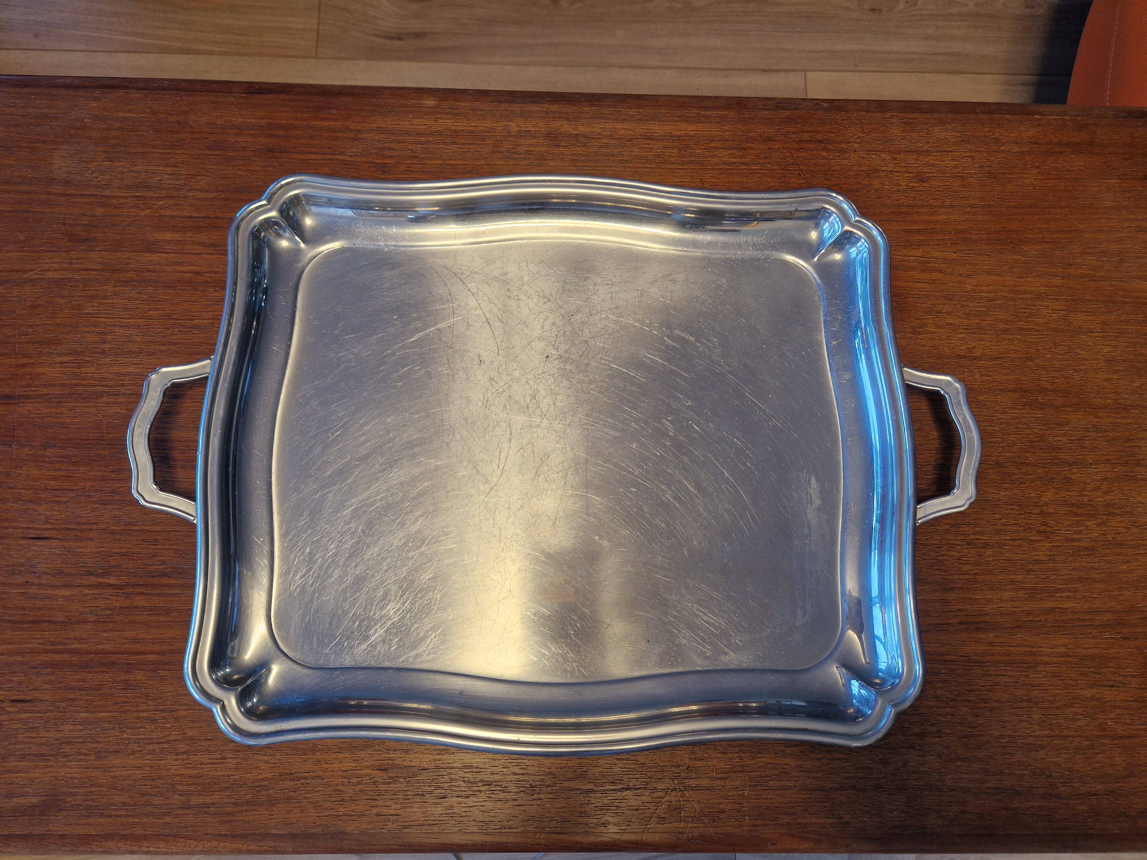 Vintage stainless steel serving tray by Jean Couzon