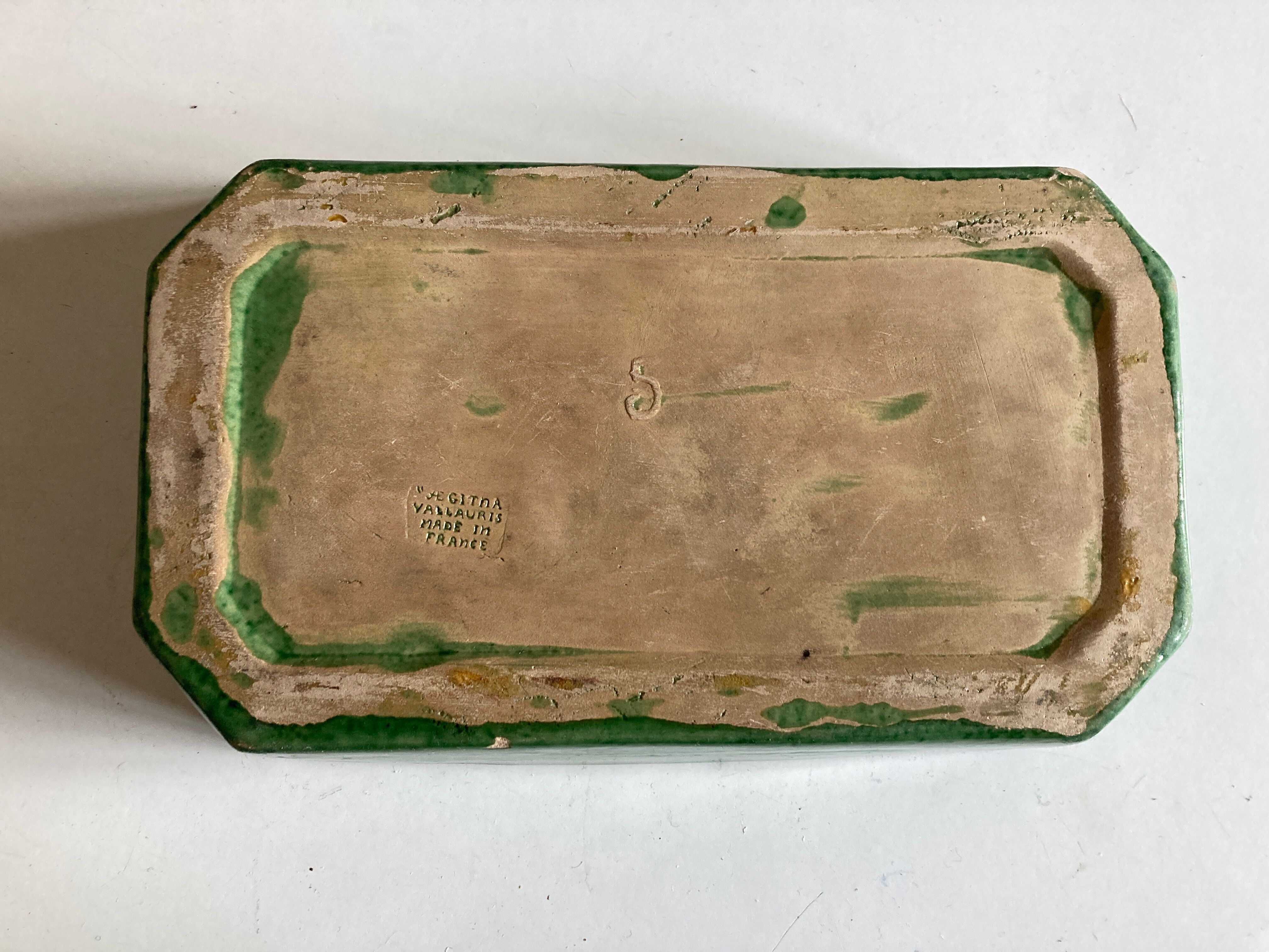 Glazed earth centerpiece dish Aegitna Vallauris 1960