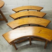 Brutalist ensemble round table 113cm and its 4 rounded stools 1960