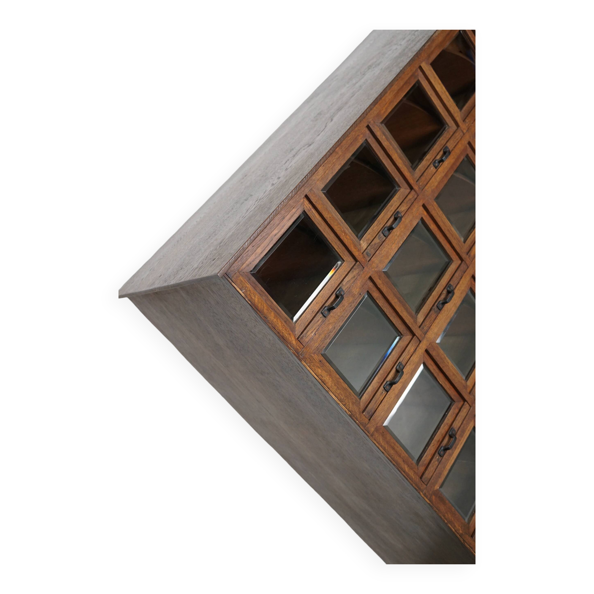 Antique German Oak Haberdashery Shop Cabinet, 1920/30s