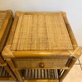 Pair of vintage rattan bedside tables