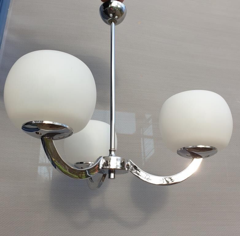 Sputnik 1970 triplet globes opal glass
