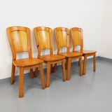 Set of 4 vintage chairs in pine from the 70s
