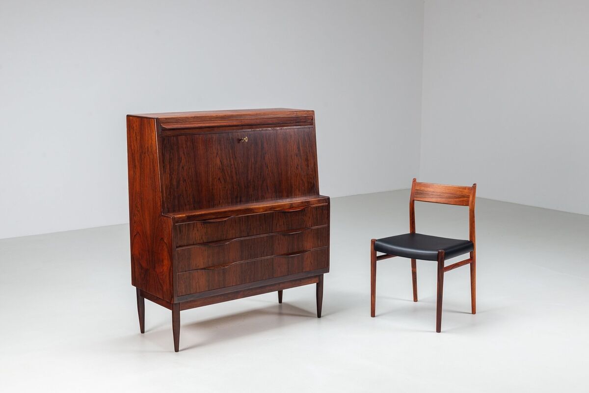Bureau secrétaire Erling Torvits en palissandre Klim Mobelfabrik Danemark 1960