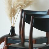 Series of 6 chairs in skai and teak