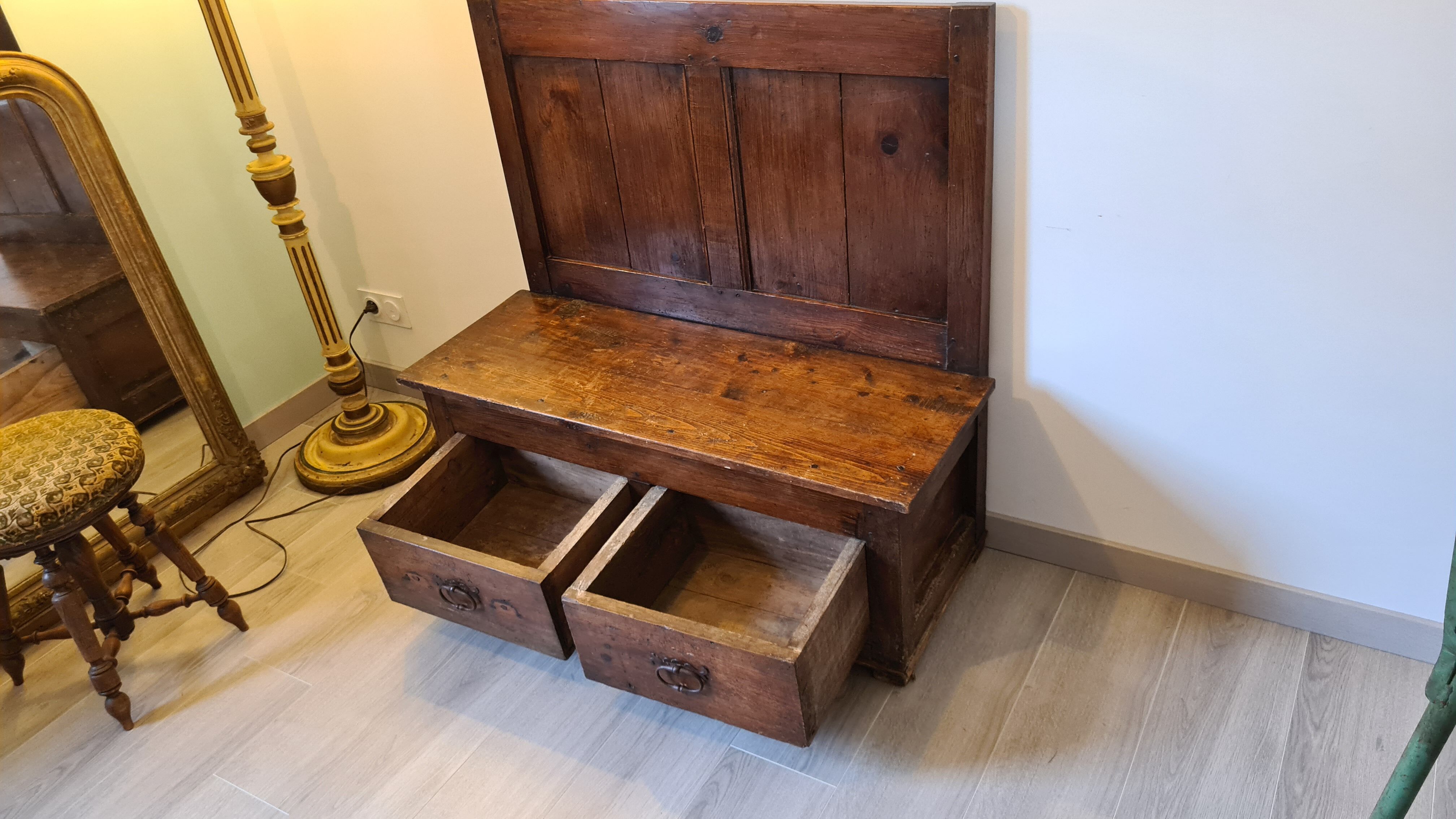 Nineteenth century oak church chest bench