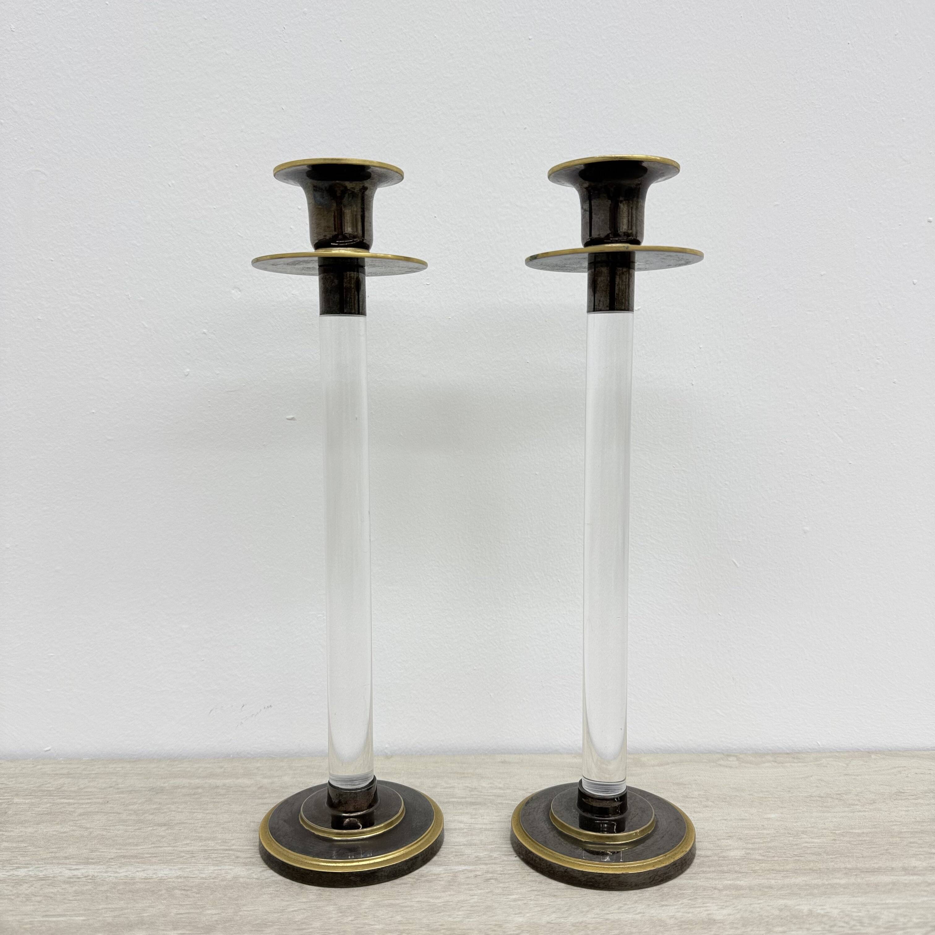 Set of 2 Caravell lucite candle sticks, 1970’s