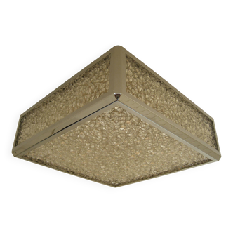 Vintage ceiling lamp with plastic sheets in chomed profiles 46x46 cm