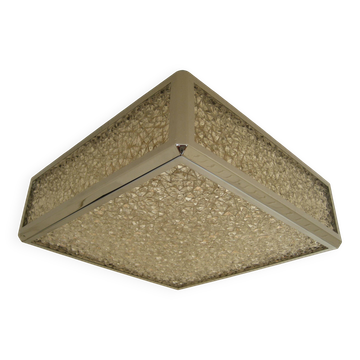 Vintage ceiling lamp with plastic sheets in chomed profiles 46x46 cm