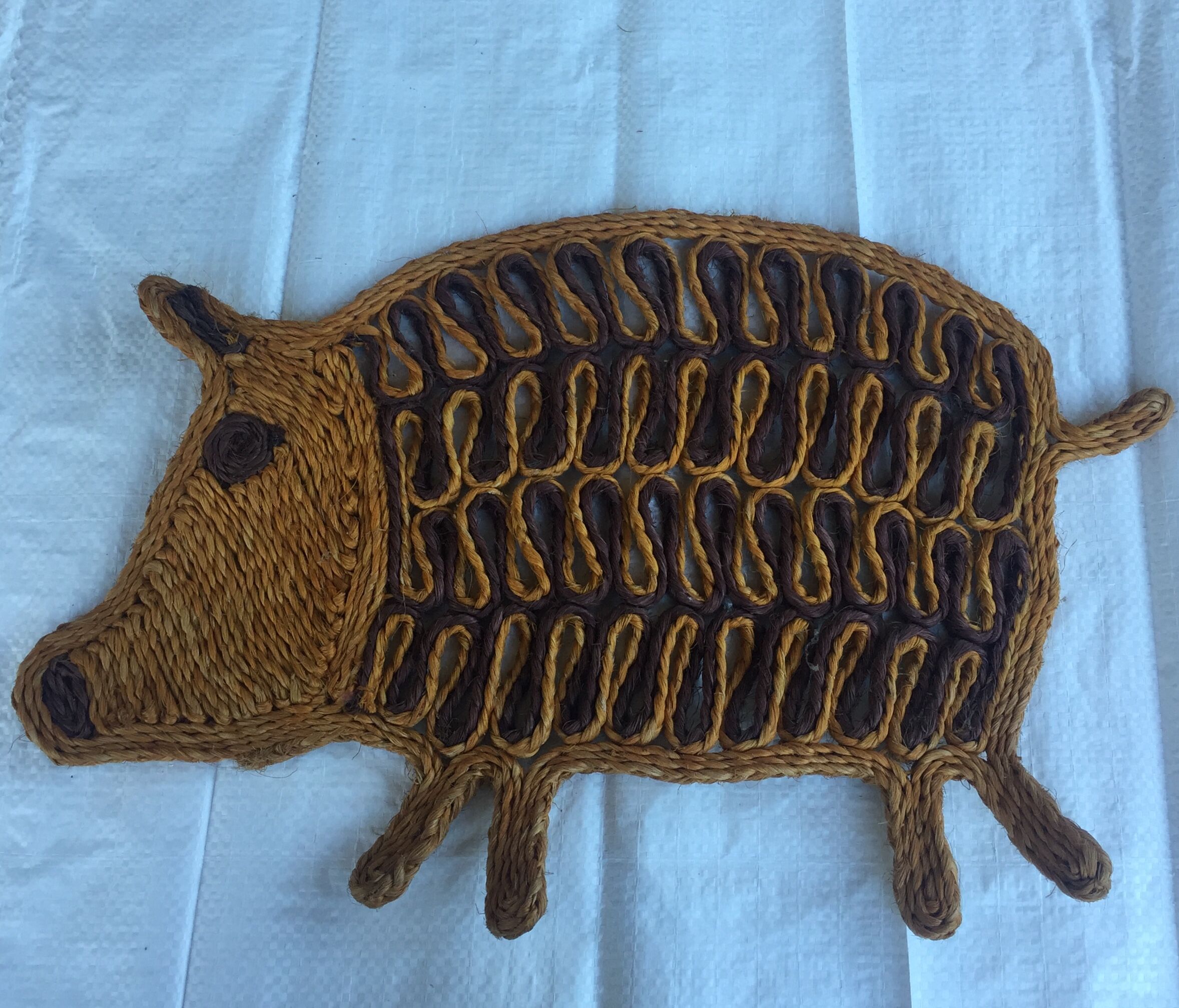 Trio of vintage rope animals table mats