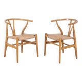 2x Hans Wegner CH24 Oak Wishbone Chairs, 1980s Denmark