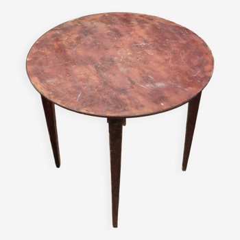 Round table in old circled wood