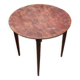 Table ronde en bois cerclée ancienne