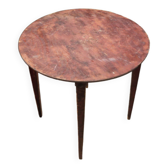 Round table in old circled wood