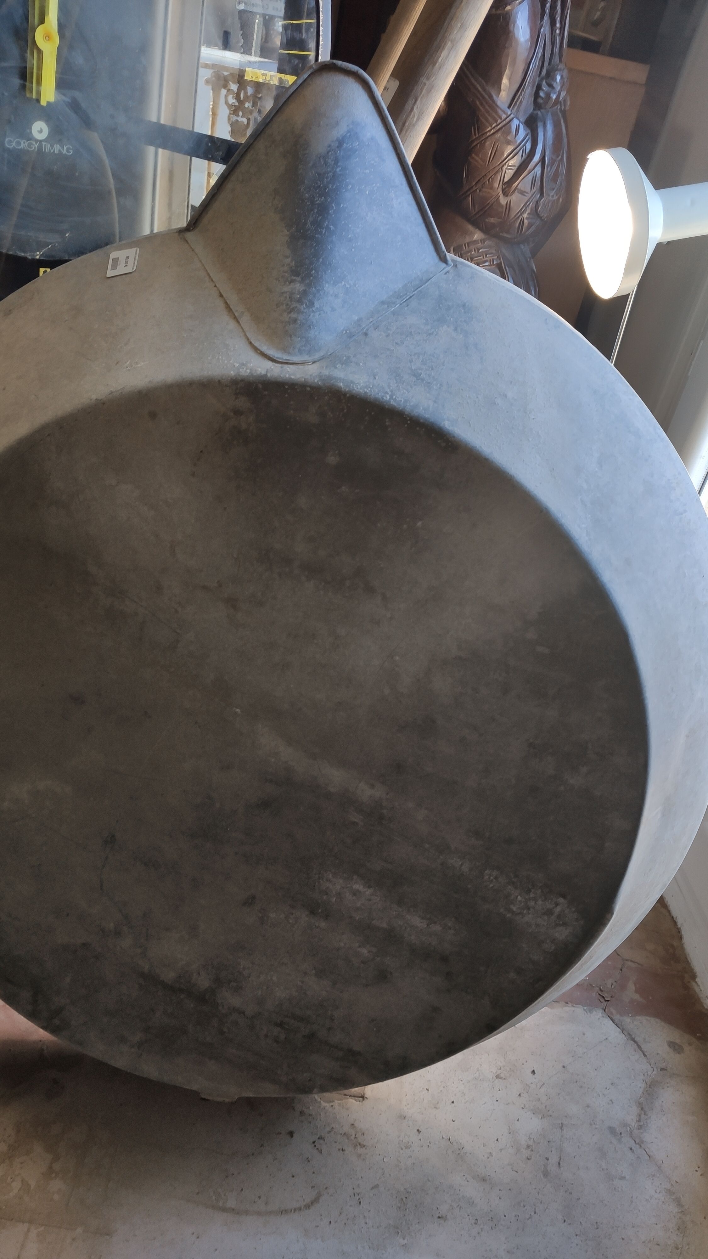 Large old zinc bathtub tank