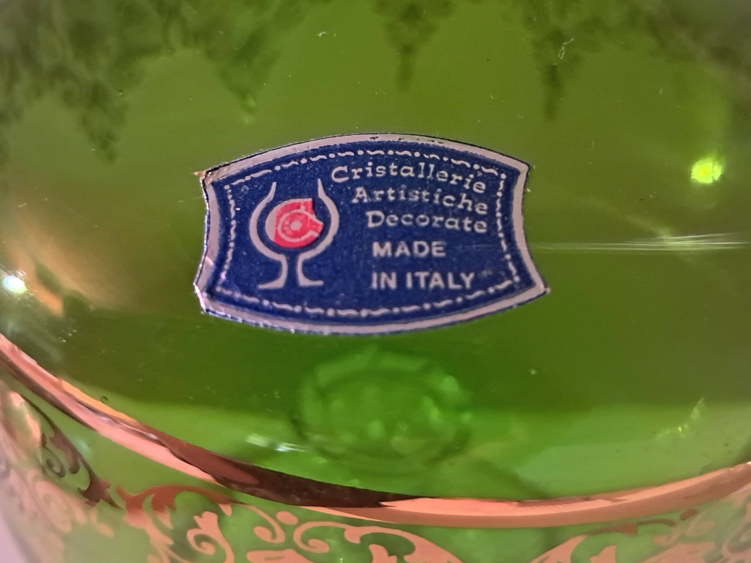 Green Italian carafe Artistiche crystal.