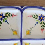 Flat with 4 compartments in earthenware floral decoration
