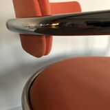 Victoria chair 70s chrome structure and terracotta-colored alacantara fabrics